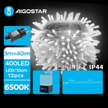 Aigostar - LED Venkovní vánoční řetěz 400xLED/8 funkcí 43m IP44 studená bílá