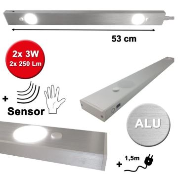 HiLite - LED Podlinkové svítidlo se senzorem BERN 2xLED/3W/230V 4000K