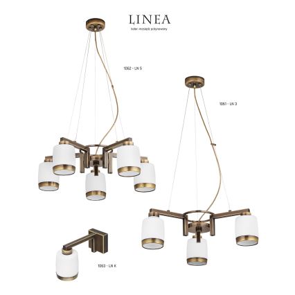 Jupiter 1061 - LN 3 - Závěsný lustr LINEA 3xE27/60W/230V patina - zlatá