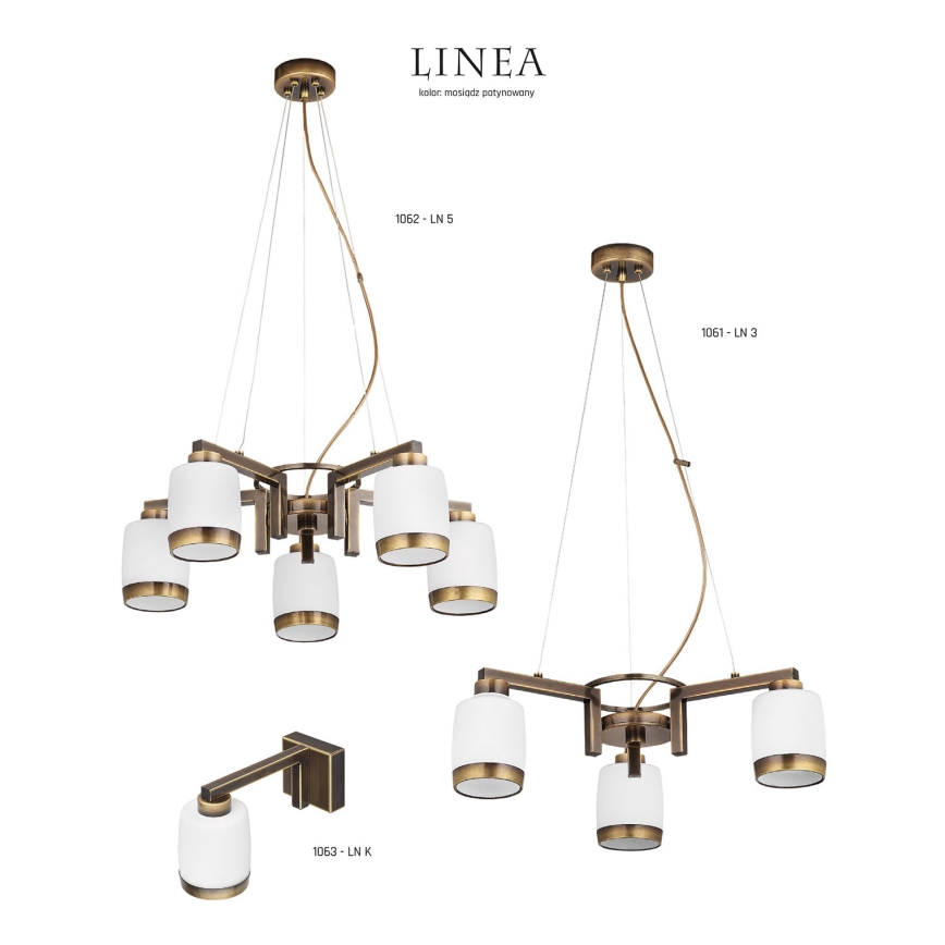 Jupiter 1061 - LN 3 - Závěsný lustr LINEA 3xE27/60W/230V patina - zlatá