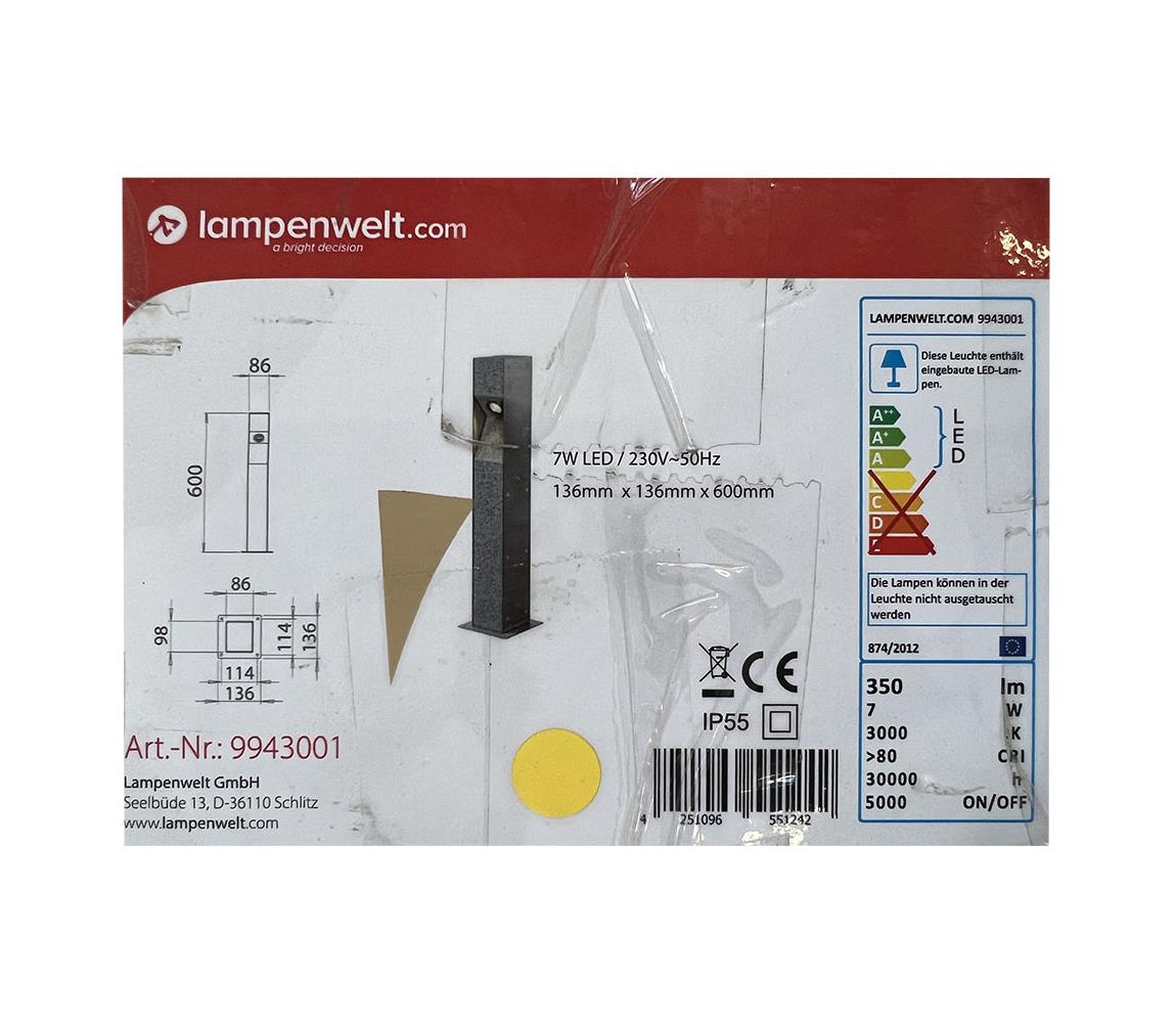 Lampenwelt Lampenwelt - LED Venkovní sloupkové svítidlo AMELIA LED/7W/230V IP55 