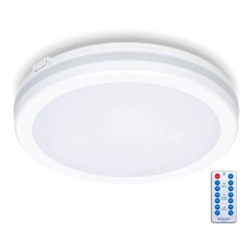LED Koupelnové stropní svítidlo se senzorem LED/18W/230V 3000/4000/6500K IP65 pr. 30 cm bílá + dálkové ovládání