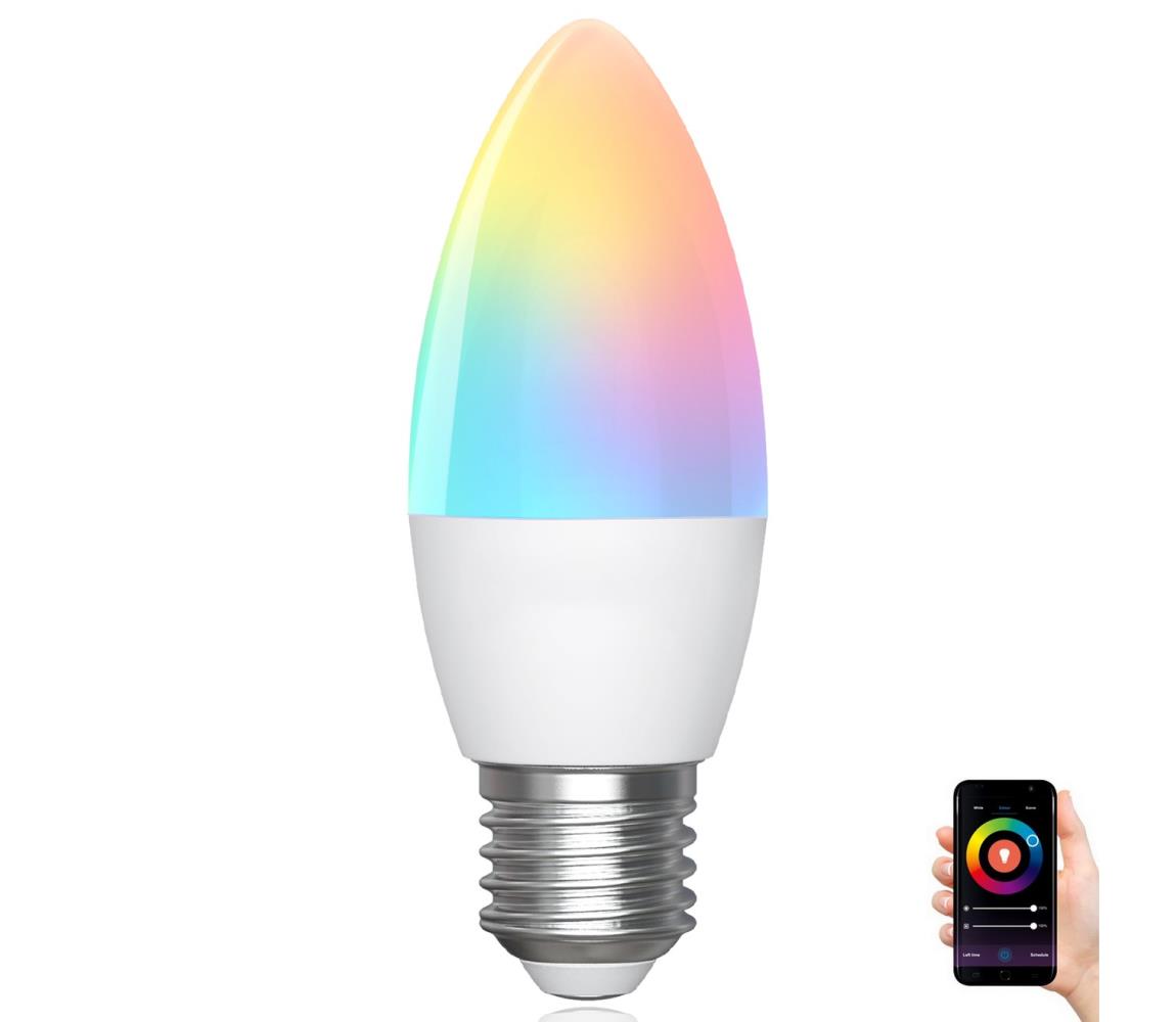  B.V. LED RGBW Stmívatelná žárovka C37 E27/6,5W/230V 2700-6500K Wi-Fi -  