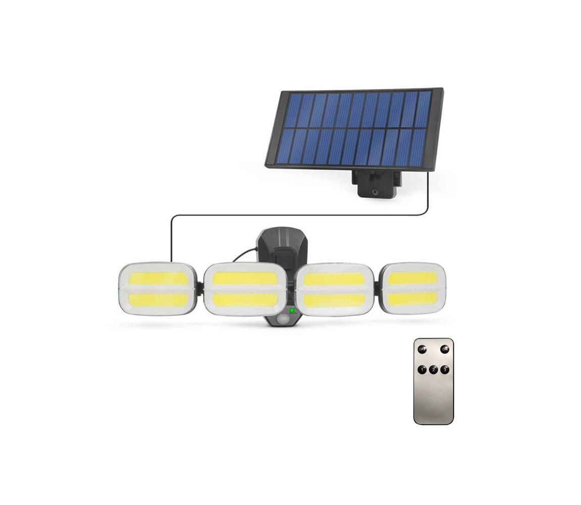  LED Solární reflektor se senzorem 4xLED/2,5W/6V IP65 + dálkové ovládání 