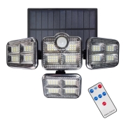 LED Solární reflektor se senzorem pohybu a soumraku LED/30W/3,7V 2400 mAh IP47 + dálkové ovládání