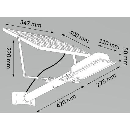 LED Stmívatelná solární pouliční lampa STREET LED/7W/3,2V IP65 +dálkové ovládání