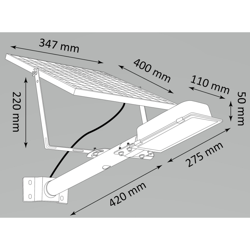 LED Stmívatelná solární pouliční lampa STREET LED/7W/3,2V IP65 +dálkové ovládání