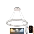 LED Stmívatelný křišťálový lustr na lanku LED/100W/230V 3000-6500K stříbrná + dálkové ovládání