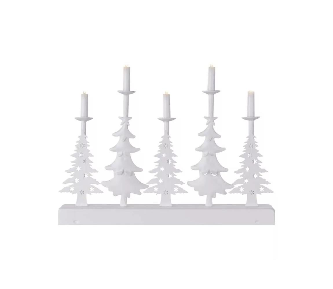  LED svícen – vánoční stromy se svíčkami, 24 cm, 2x AA, vnitřní, teplá bílá, časovač