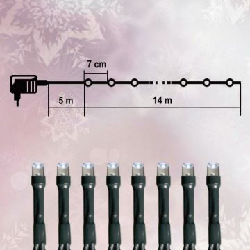 LED Vánoční venkovní řetěz 200xLED/8 funkcí 14m IP44 studená bílá
