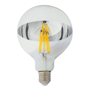 LED Žárovka se zrcadlovým vrchlíkem DECOR MIRROR G125 E27/12W/230v 4200K stříbrná