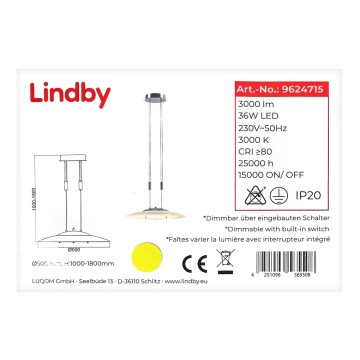 Lindby - LED Stmívatelný lustr na lanku AMIDALA LED/36W/230V
