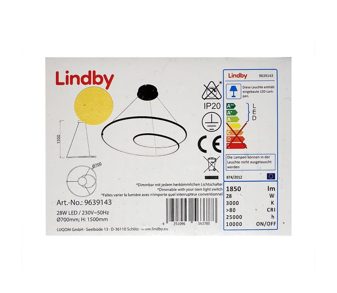 Lindby Lindby - LED Stmívatelný lustr na lanku LUCY LED/28W/230V 