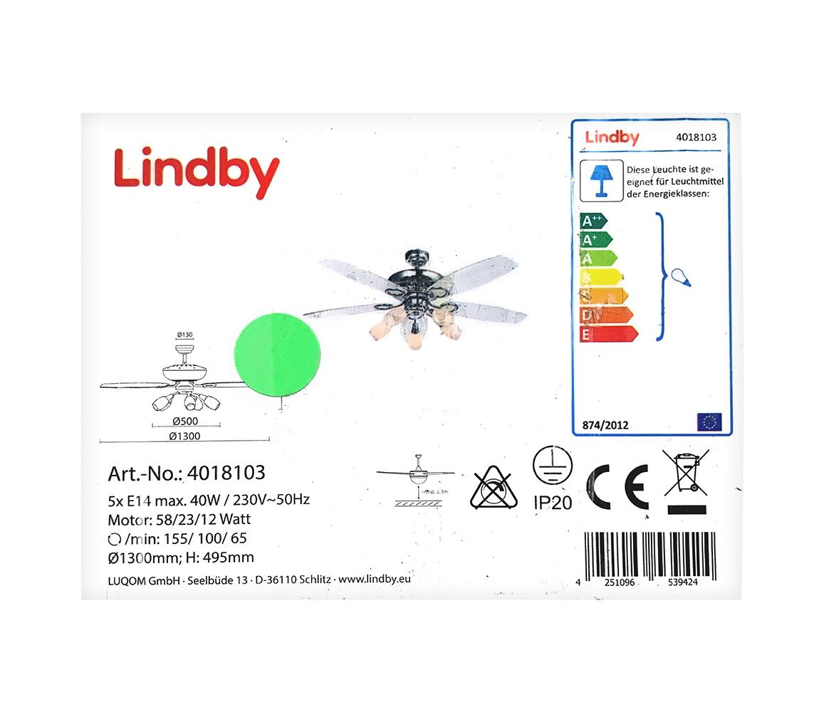 Lindby Lindby - Stropní látor se světlem CEDRIK 5xE14/40W/230V 