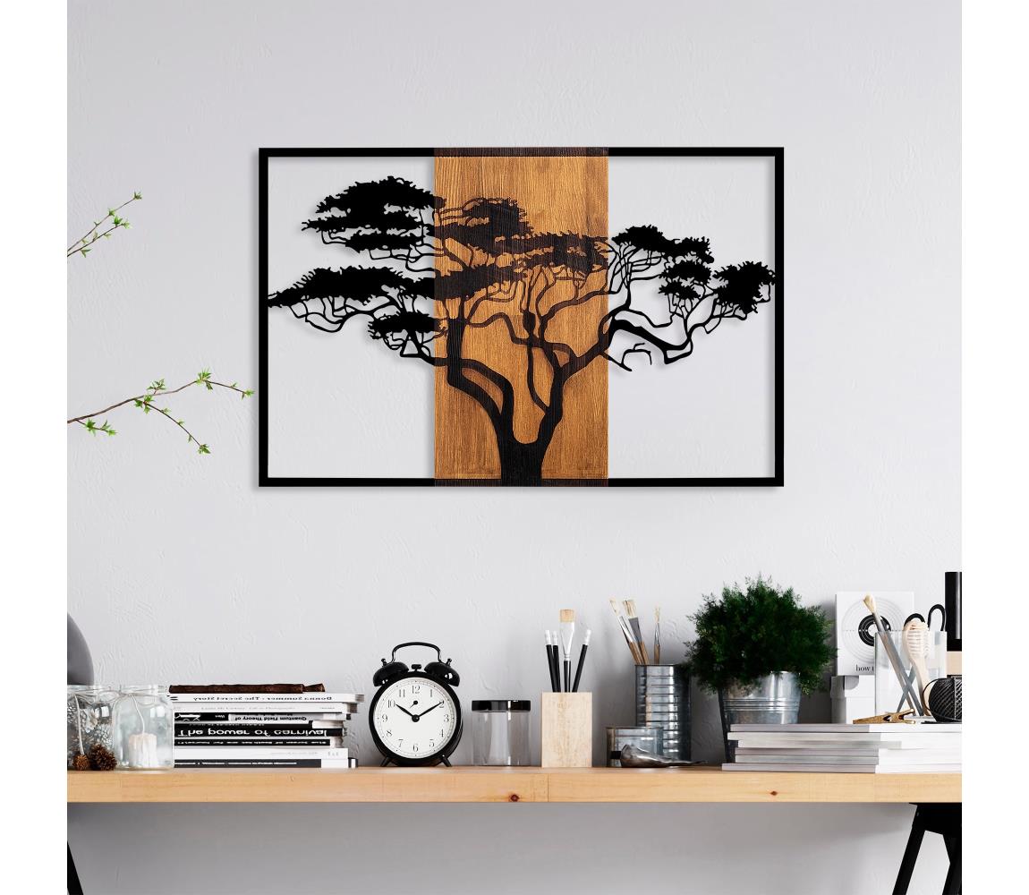  Nástěnná dekorace 90x58 cm strom dřevo/kov 