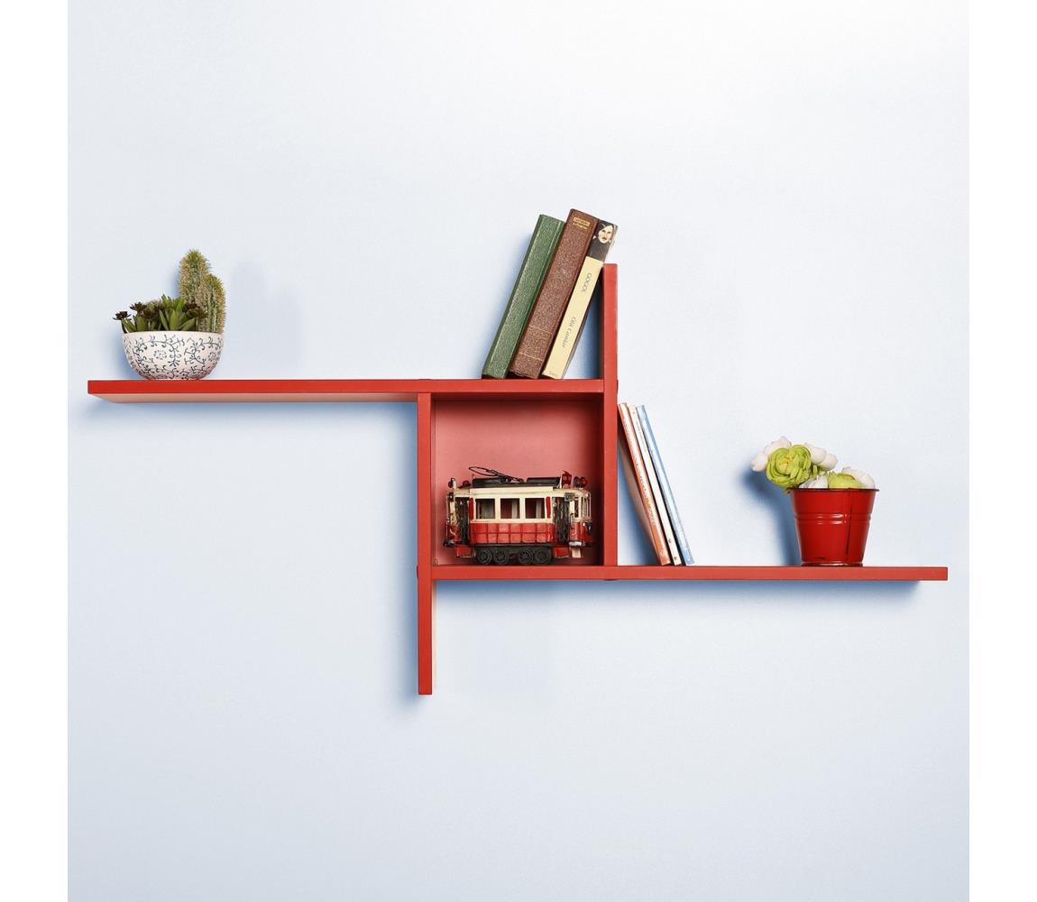 Adore Furniture Nástěnná police 50x100 cm červená 