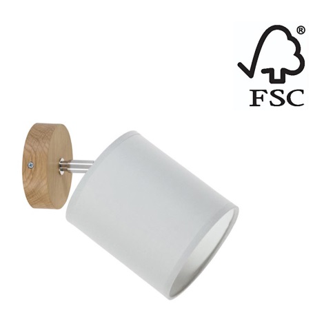 Nástěnné bodové svítidlo APRILLIA 1xE27/25W/230V dub šedá – FSC certifikováno
