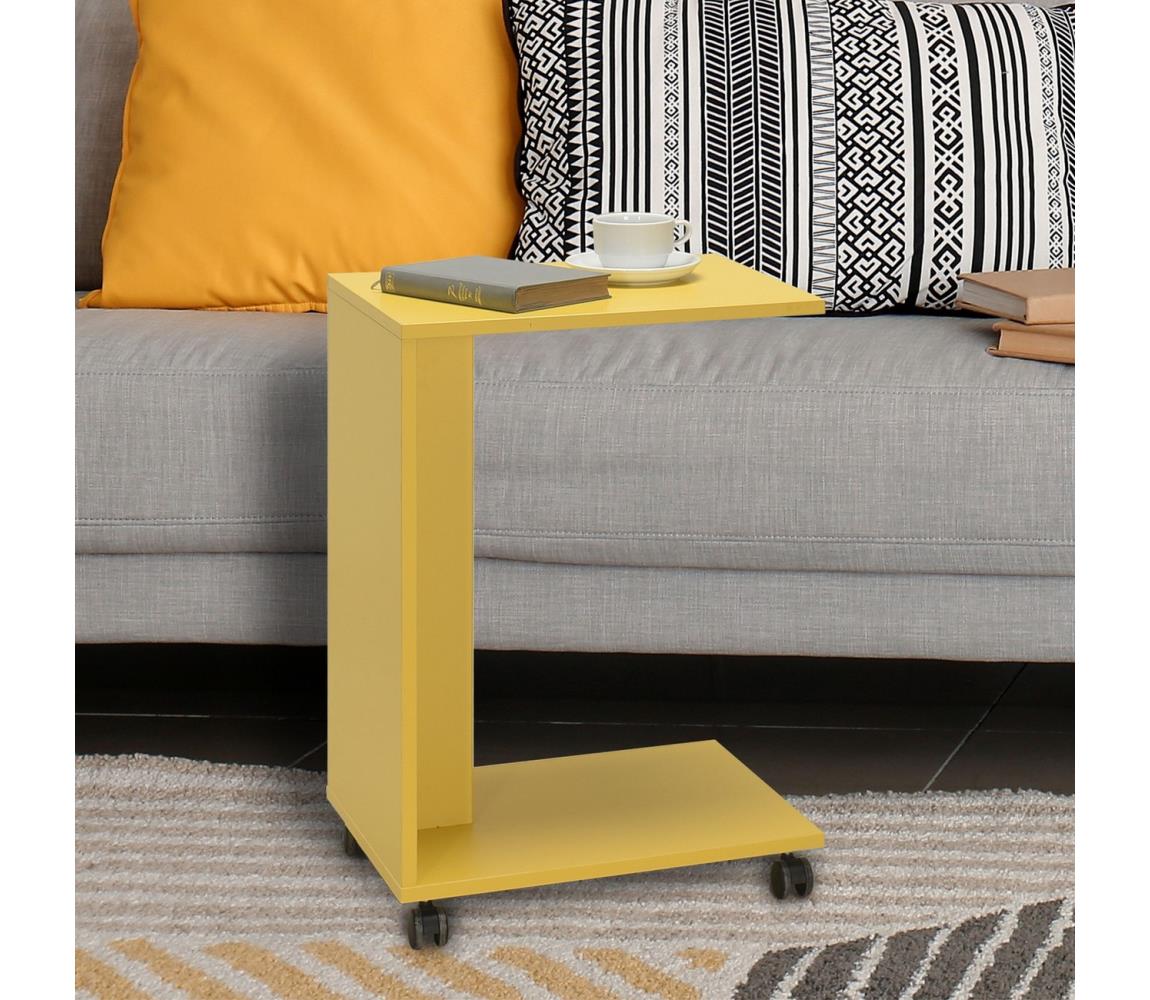 Adore Furniture Odkládací stolek 65x35 cm žlutá 