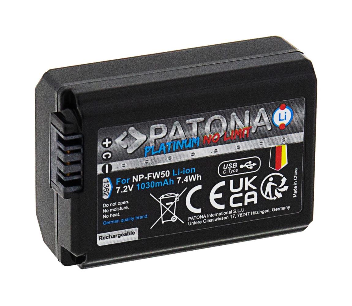 PATONA PATONA - Aku Sony NP-FW50 1030mAh Li-Ion Platinum USB-C nabíjení 
