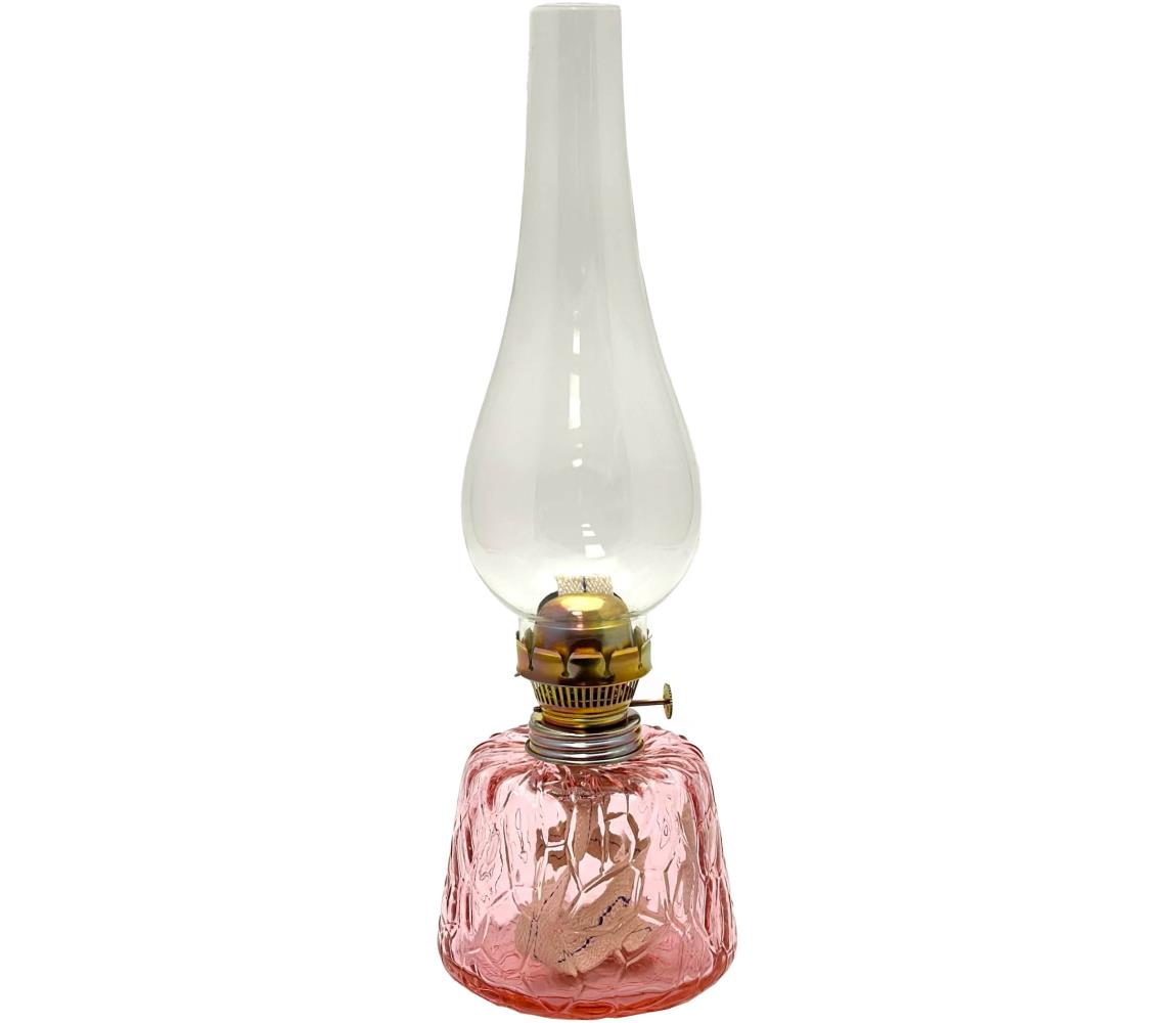 Floriánova huť Petrolejová lampa POLY 38 cm růžová 