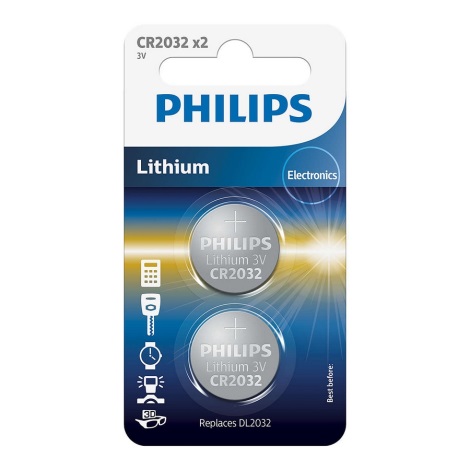 Philips CR2032P2/01B - 2 ks Lithiová baterie knoflíková CR2032 MINICELLS 3V