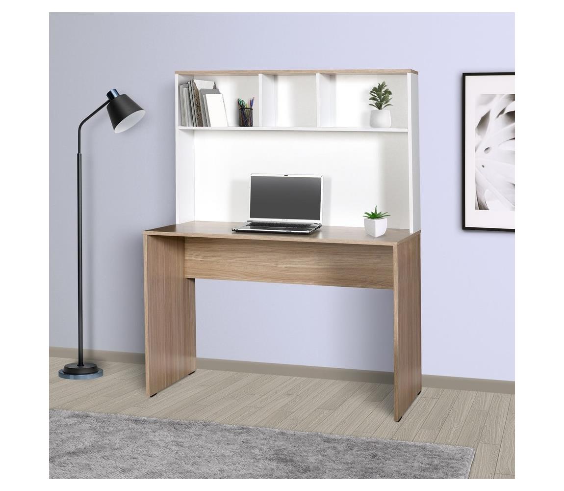 Adore Furniture Pracovní stůl 149x110 cm bílá/hnědá 