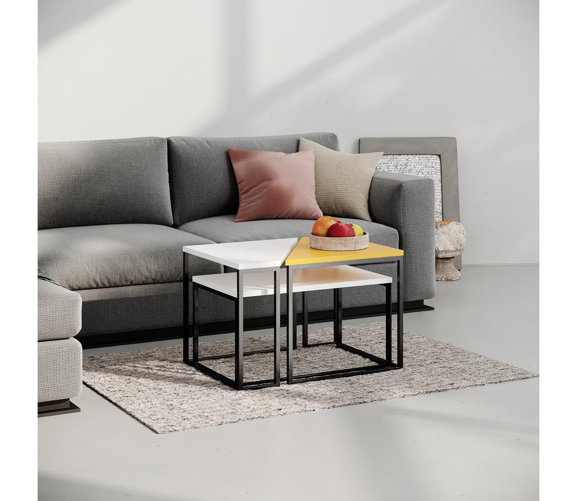  SADA 3x Konferenční stolek LADY bílá/černá/žlutá 