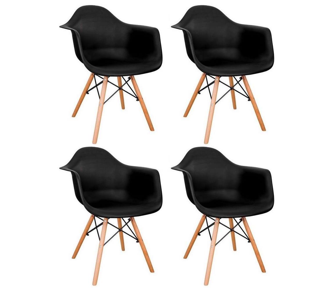 Konsimo Sp. z o.o. Sp. k. SADA 4x Jídelní židle NEREA 81x61 cm černá/buk 