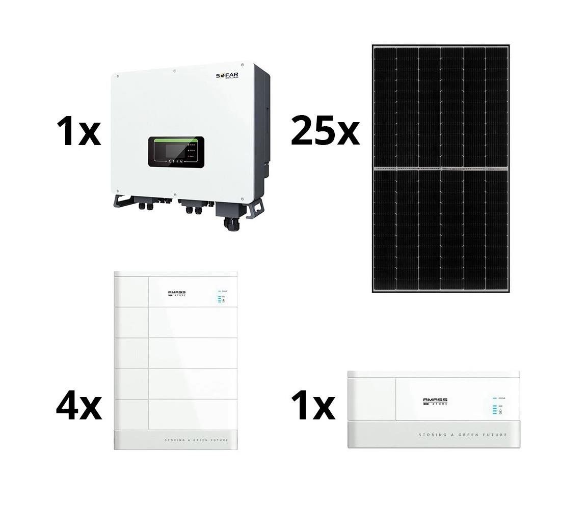 SOFAR SOLAR Solární sestava SOFAR Solar-10kWp JINKO+10kW hybridní měnič 3f+10,24 kWh baterie 
