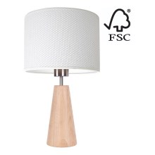 Stolní lampa MERCEDES 1xE27/40W/230V pr. 43 cm bílá/dub – FSC certifikováno