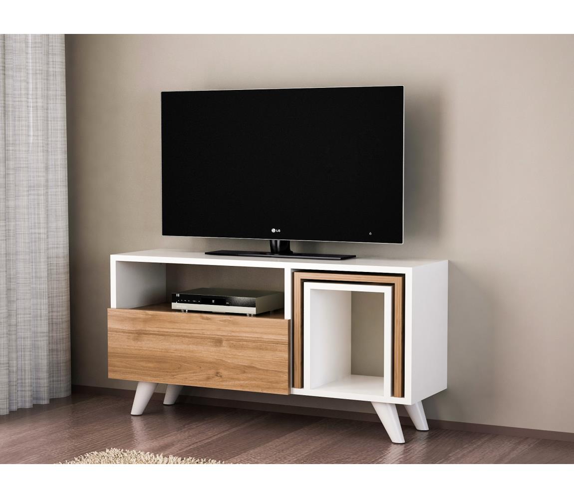  TV stolek NOVELLA 51x90 cm bílá/hnědá 