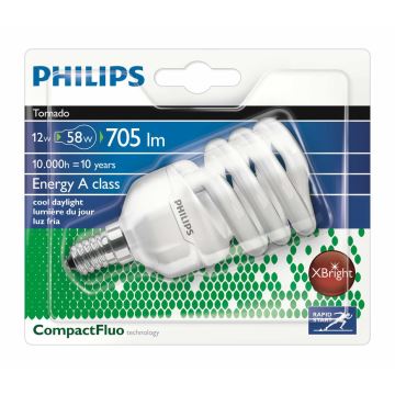 Úsporná žárovka Philips E14/12W/230V 6500K - TORNADO