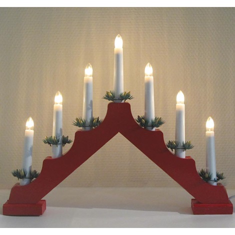 Vánoční dekorační svícen 7xE10/3W červený, tvar A