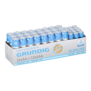 12 ks Alkalická baterie AAA/LR03 1,5V + 24 ks Alkalická baterie AA/LR6