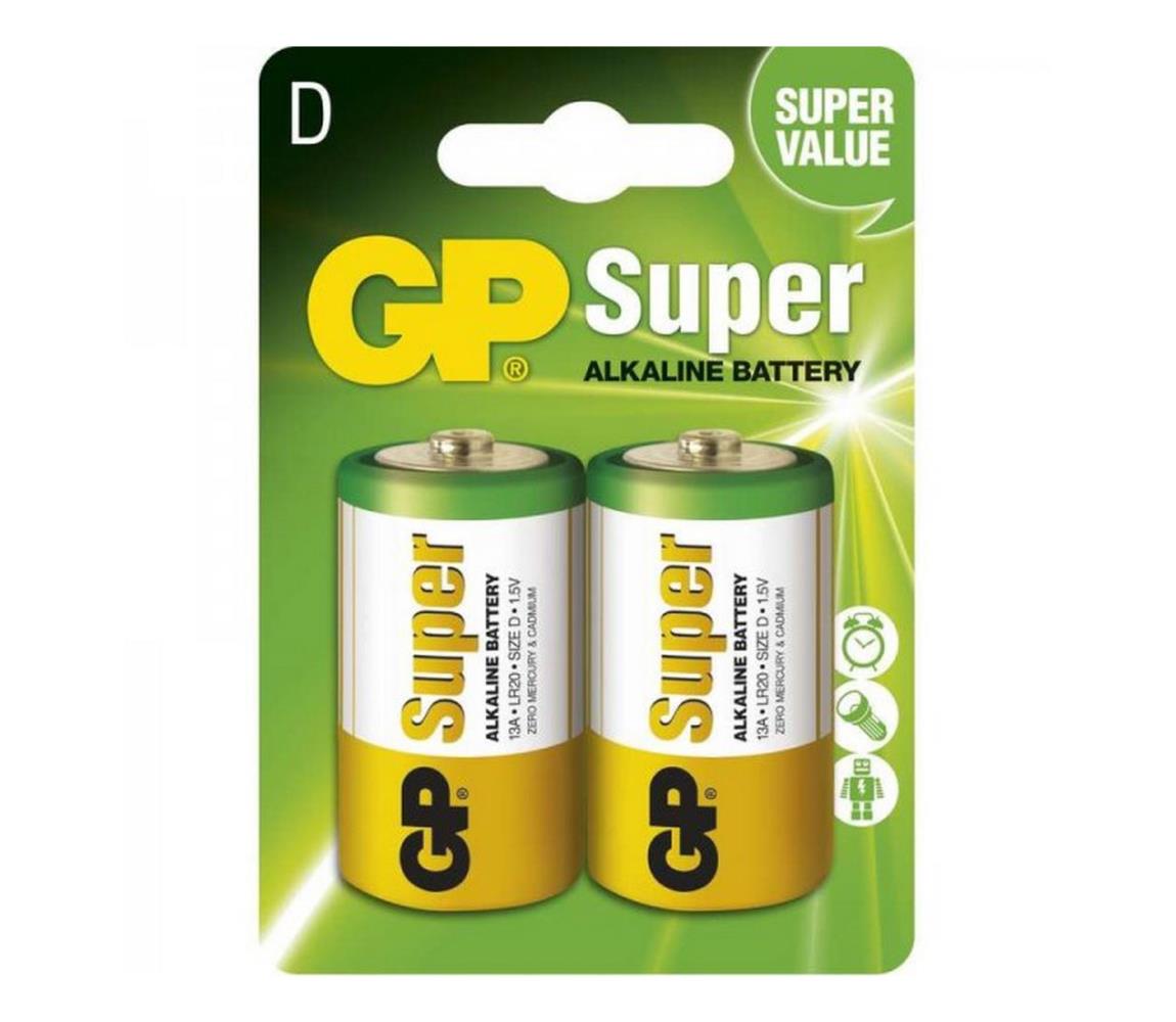 EMOS 2 ks Alkalická baterie LR20 GP SUPER 1,5V EMS298
