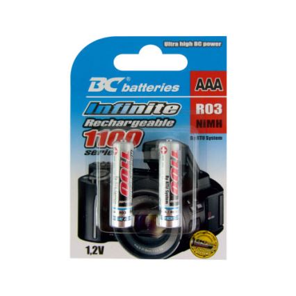 2 ks Nabíjecí baterie NiMH AAA 1100 mAh 1,2V