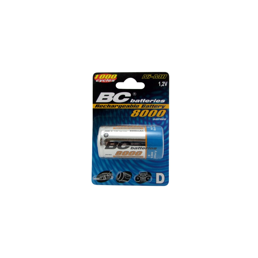 2 ks Nabíjecí baterie NiMH D 8000 mAh 1,2V