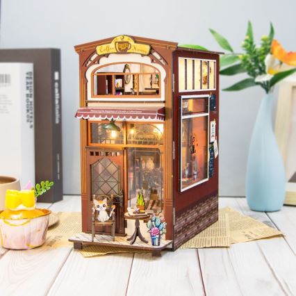 2Kids Toys - 3D skládačka LED Zarážka na knihy Kavárna 2xAAA