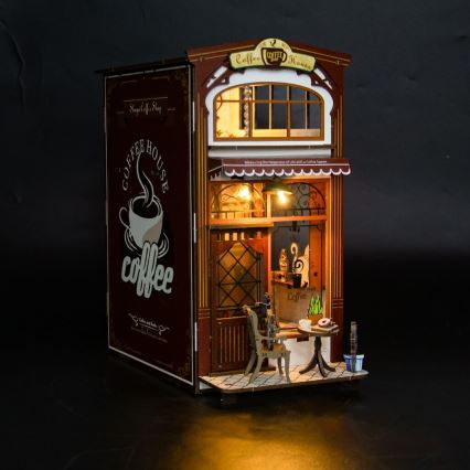 2Kids Toys - 3D skládačka LED Zarážka na knihy Kavárna 2xAAA