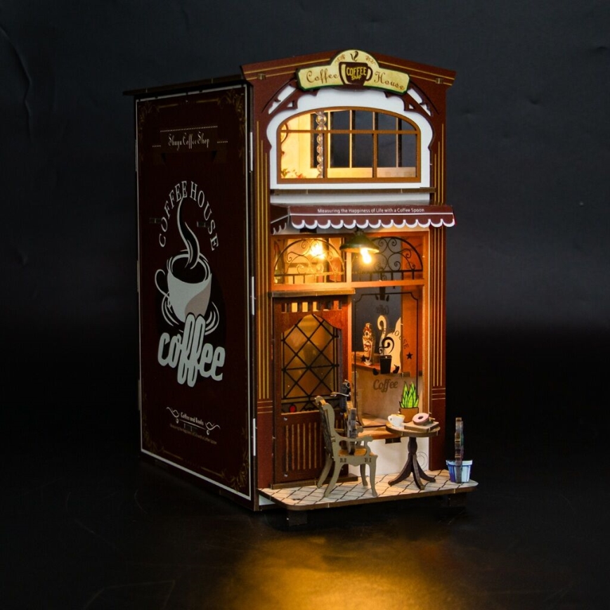 2Kids Toys - 3D skládačka LED Zarážka na knihy Kavárna 2xAAA