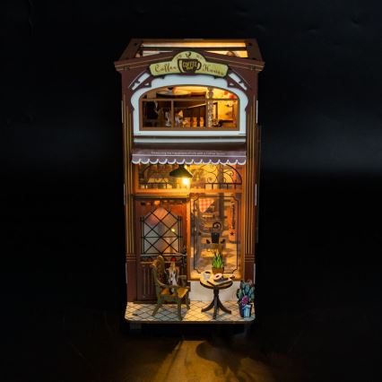 2Kids Toys - 3D skládačka LED Zarážka na knihy Kavárna 2xAAA