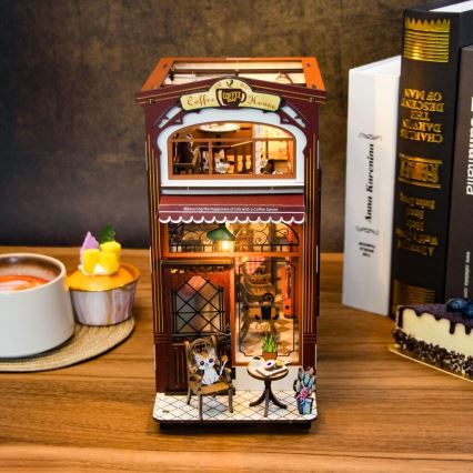 2Kids Toys - 3D skládačka LED Zarážka na knihy Kavárna 2xAAA
