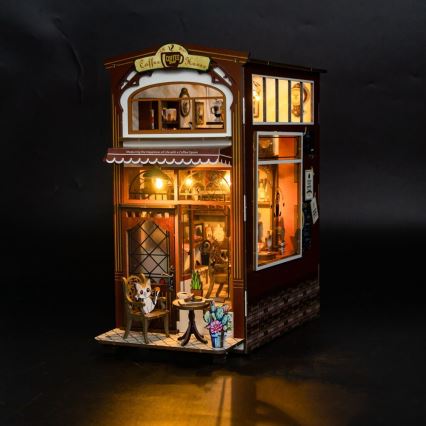 2Kids Toys - 3D skládačka LED Zarážka na knihy Kavárna 2xAAA