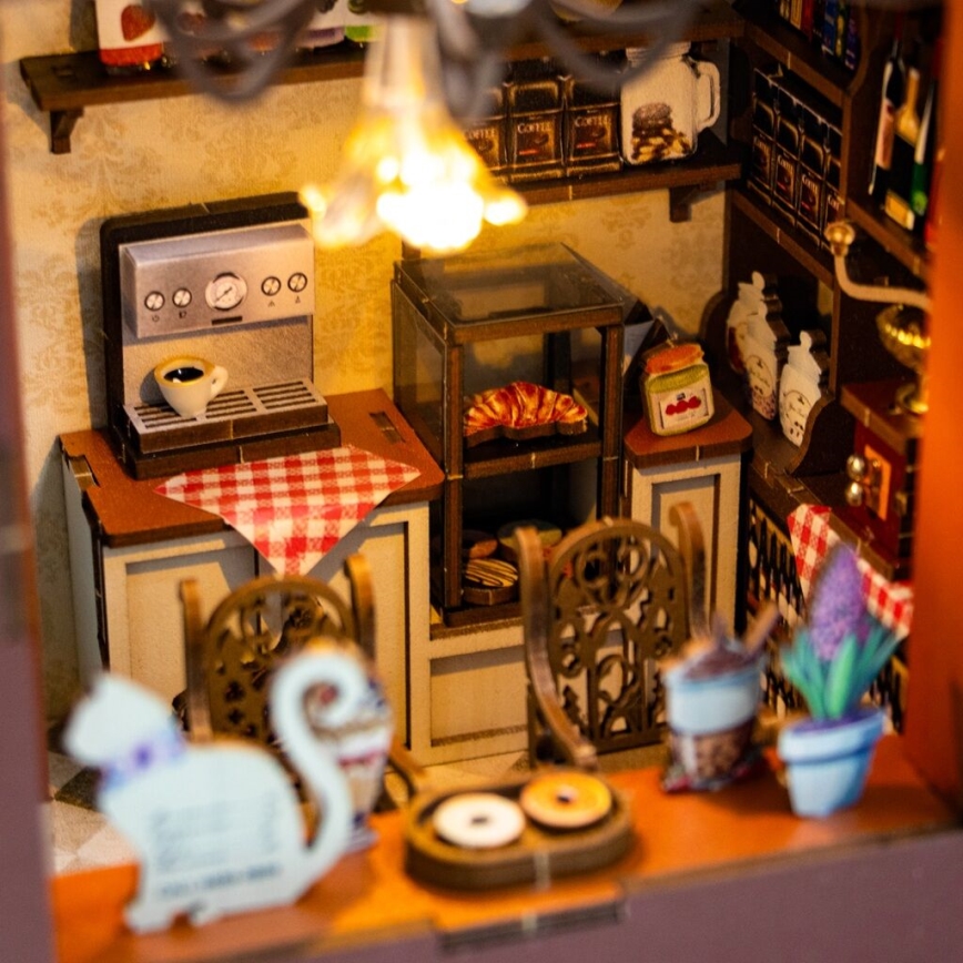 2Kids Toys - 3D skládačka LED Zarážka na knihy Kavárna 2xAAA