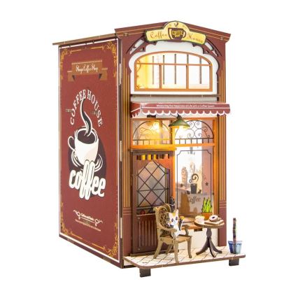 2Kids Toys - 3D skládačka LED Zarážka na knihy Kavárna 2xAAA
