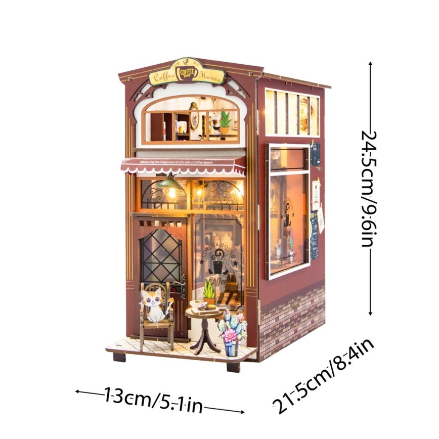 2Kids Toys - 3D skládačka LED Zarážka na knihy Kavárna 2xAAA