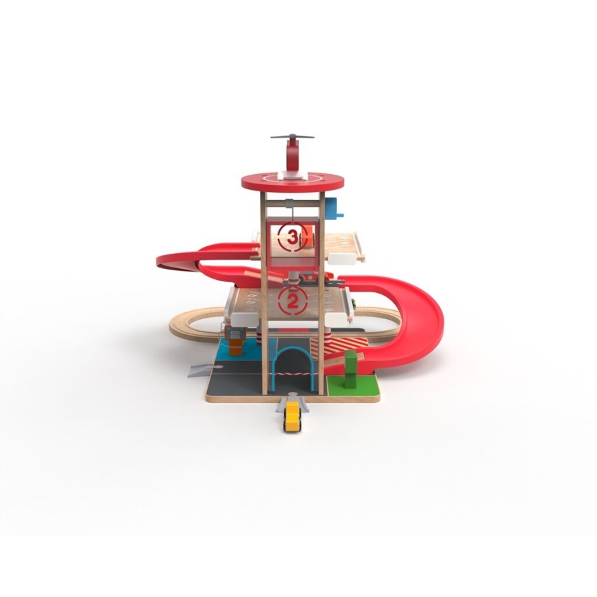 2Kids Toys - Dřevěná garáž s vláčkodráhou