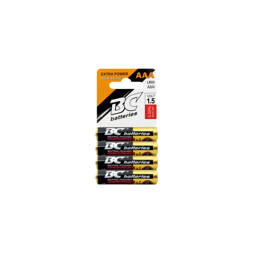 4 ks Alkalická baterie EXTRA POWER AAA 1,5V