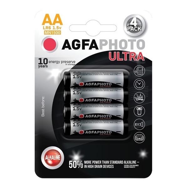 4 ks Ultra alkalická baterie AA 1,5V