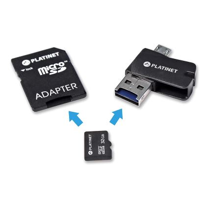 4in1 MicroSDHC 32GB + SD adaptér + MicroSD čtečka + OTG adaptér